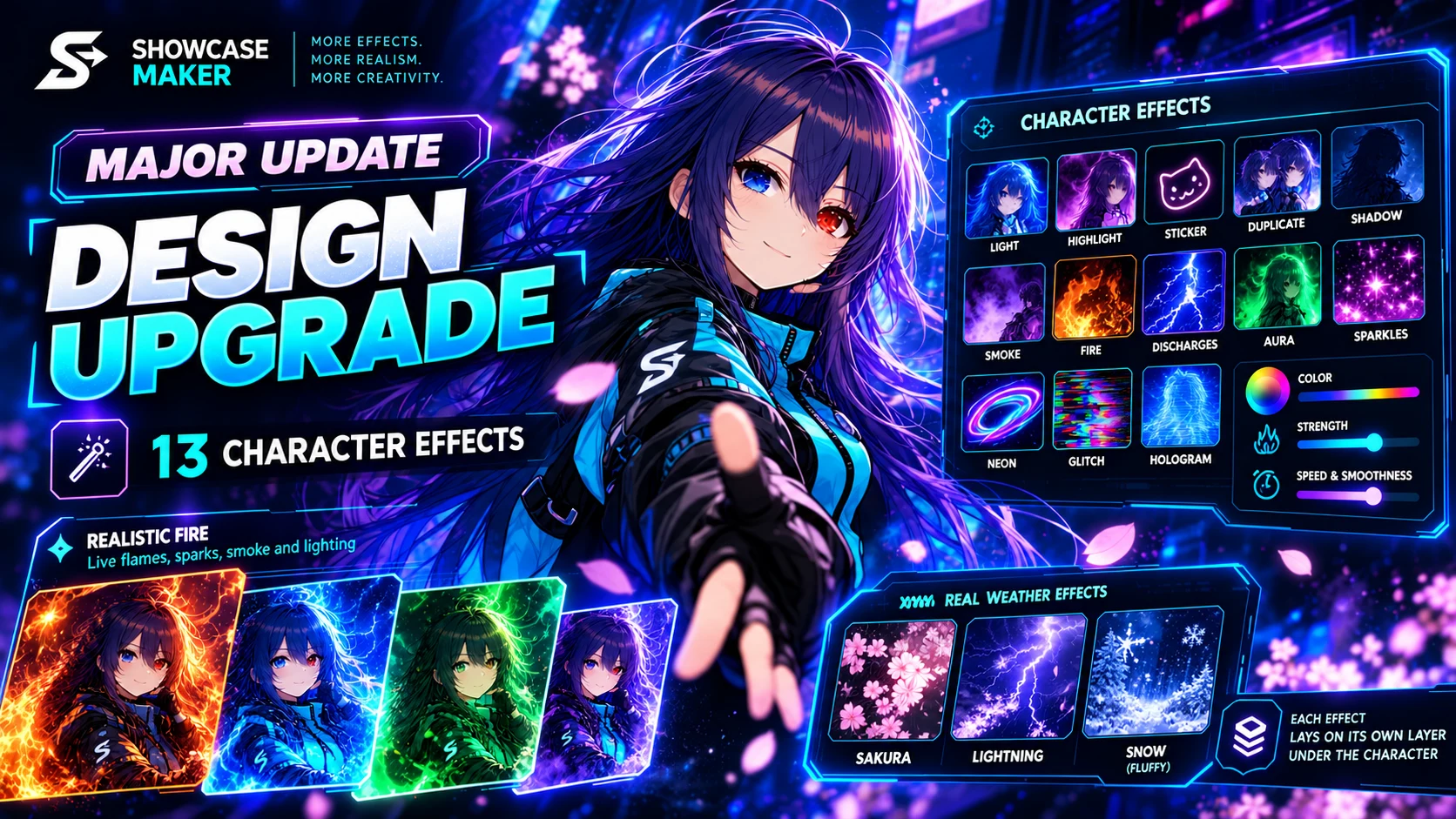 Big Design update: character effects, living sakura and a new editor
