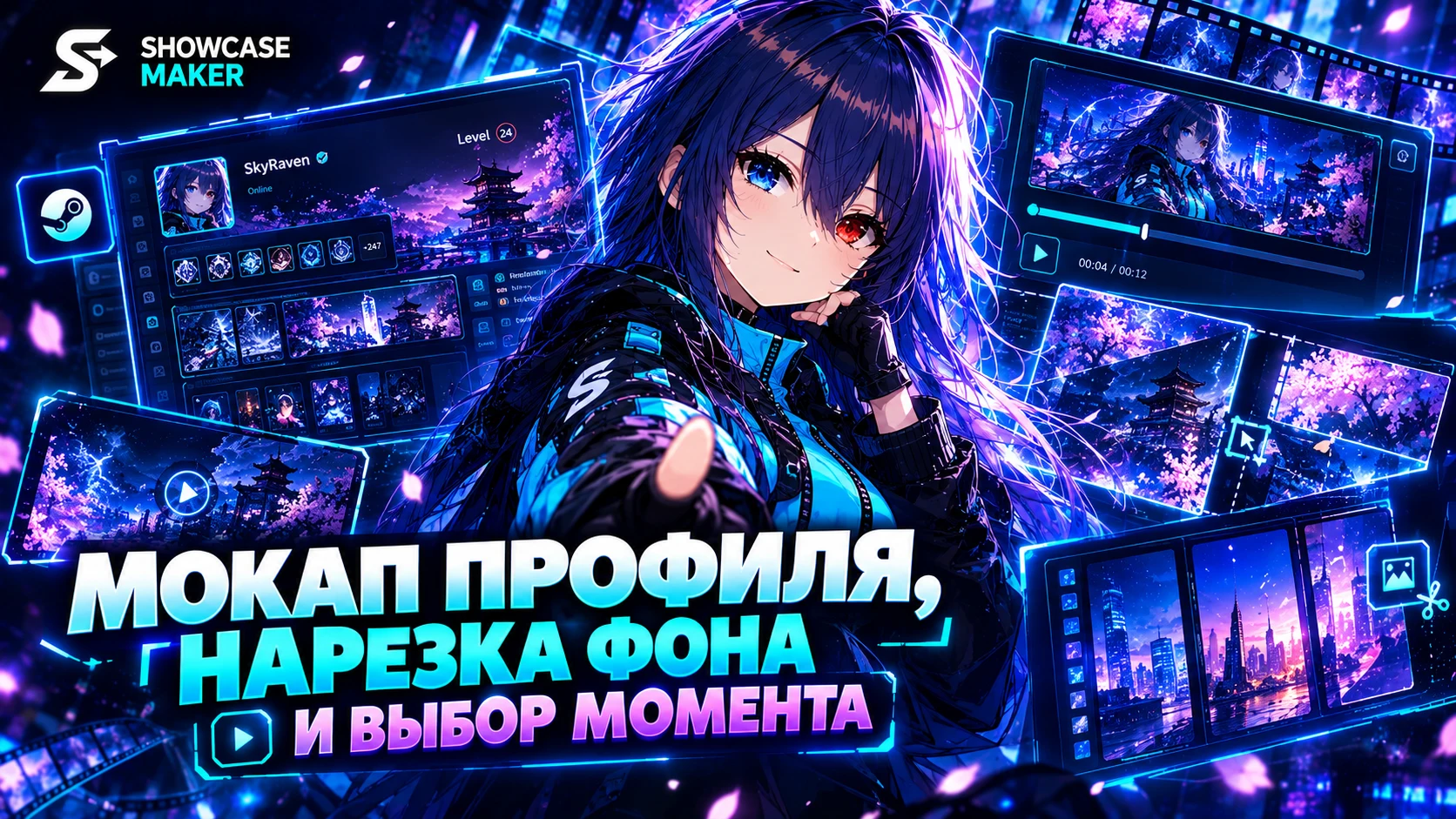 Мокап профиля, нарезка фона и выбор момента из видео