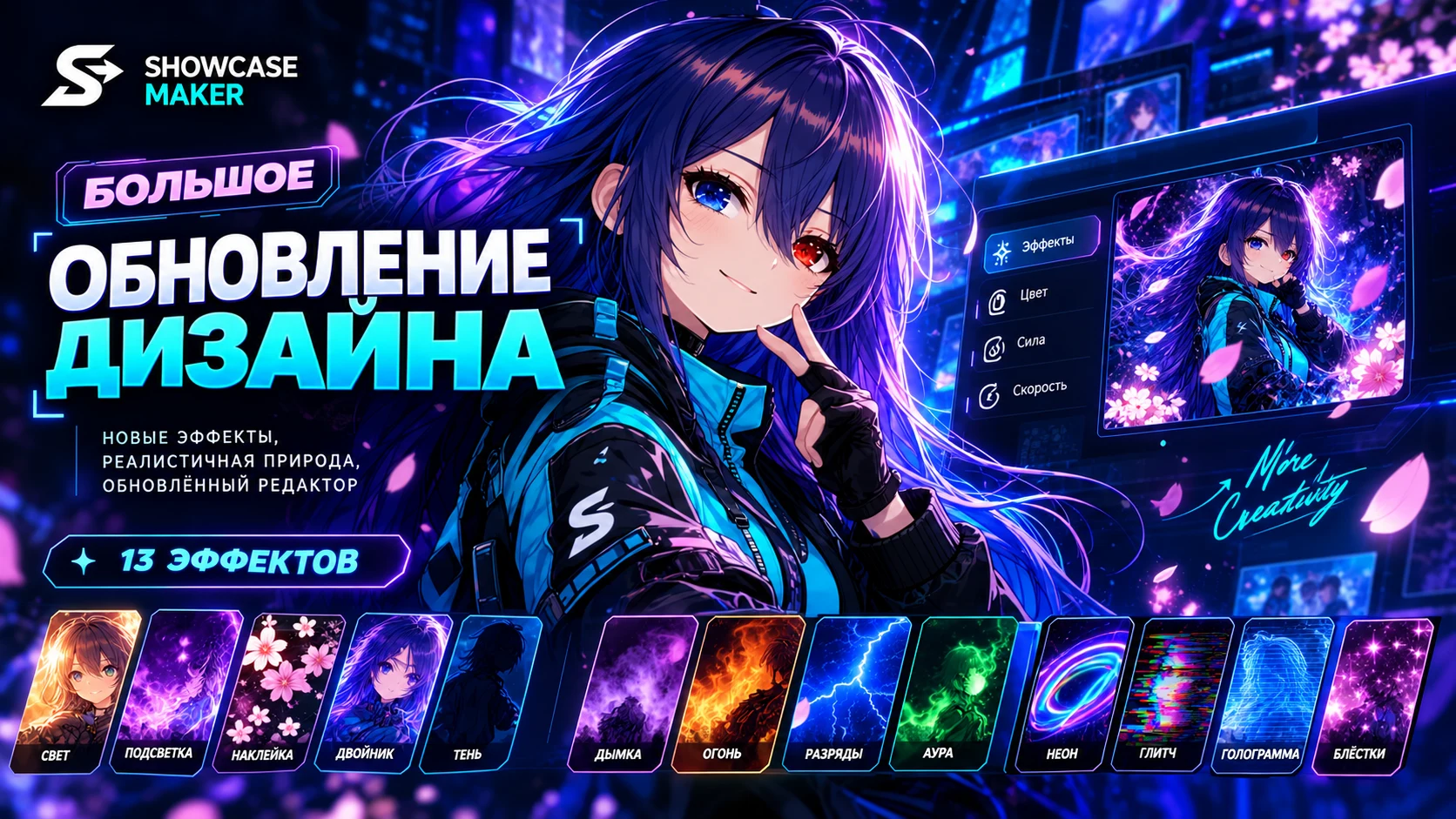 Большое обновление «Дизайна»: эффекты персонажа, живая сакура и новый редактор